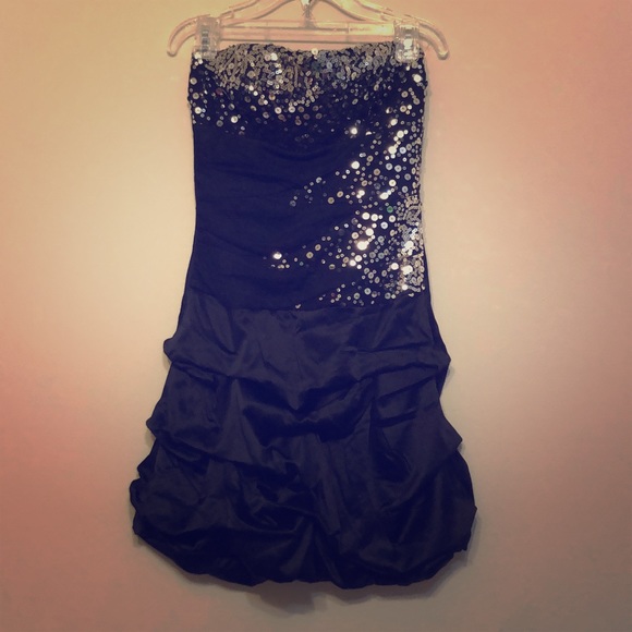 Black Strapless Sequin Dress - Picture 1 of 4